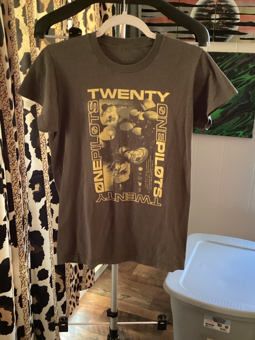 Twenty One Pilots Short Sleeve Women’s Graphic Tee - Army Green & Yellow